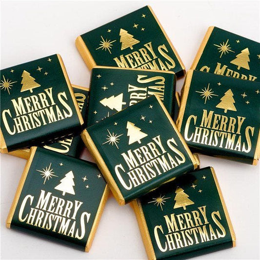 Green & Gold Merry Christmas Chocolate Neapolitans x50