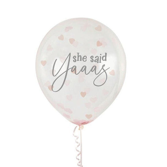 She Said Yaaas Rose Gold Heart Confetti Latex Balloons - 12" (5pk)