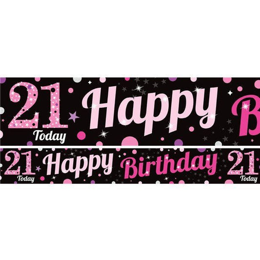 21st Birthday Pink Celebration Paper Banners -1m (3pk)