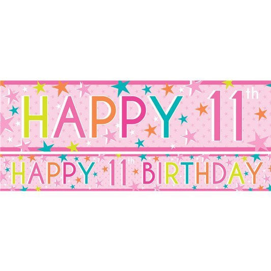 Girls 11th Birthday Paper Banners - 1m (3pk)