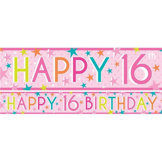 Girls 16th Birthday Paper Banners - 1m (3pk)