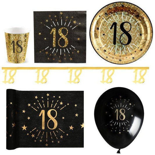 Sparkling Gold 18th Birthday - Deluxe Party Pack for 30