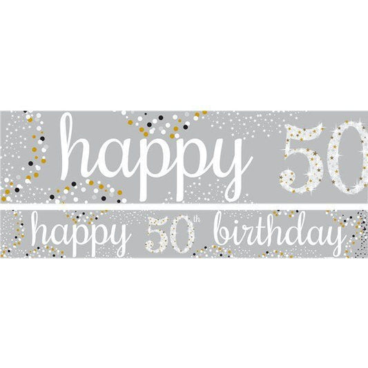 Happy 50th Birthday Celebration Paper Banners - 1m (3pk)