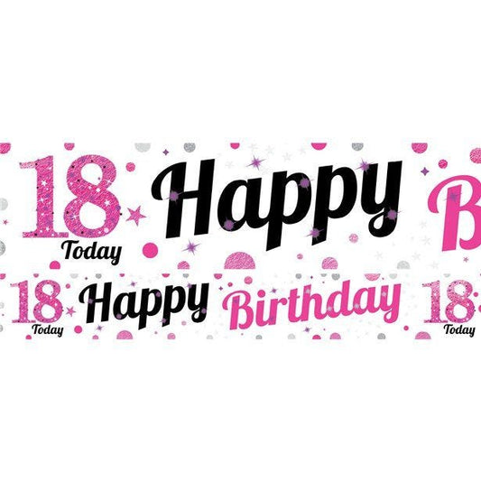 18th Birthday Pink Celebration Paper Banners -1m (3pk)