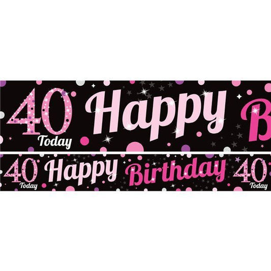 40th Birthday Pink Celebration Paper Banners -1m (3pk)