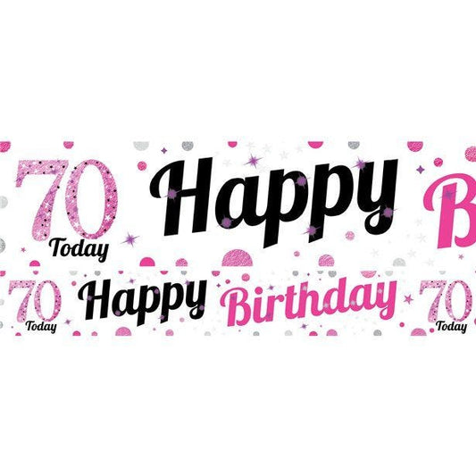 70th Birthday Pink Celebration Paper Banners -1m (3pk)