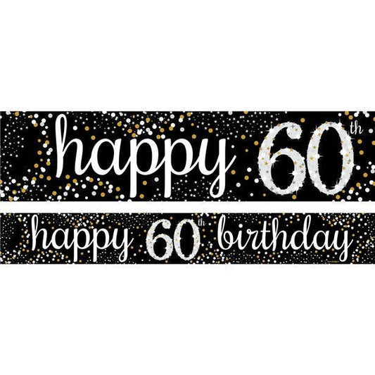 Happy 60th Birthday Blue Paper Banners - 1m (3pk)