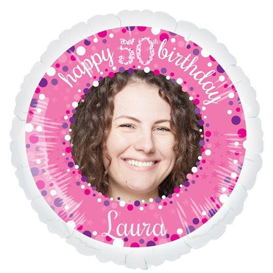 Pink Celebration 50th Birthday Personalised Balloon