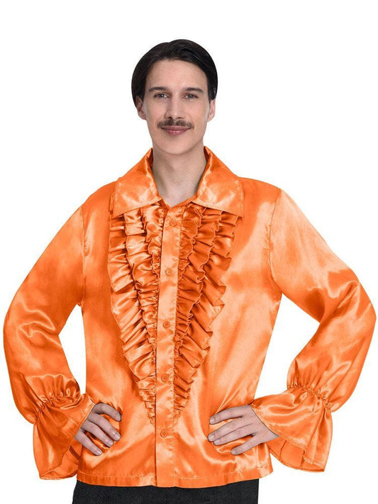 Orange Satin Shirt - Adult Costume