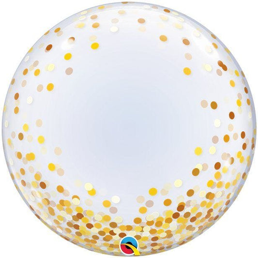 Gold Confetti Dots Printed Bubble Balloon - 24"