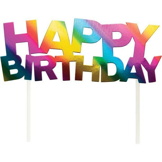 Rainbow Foil Happy Birthday Cake Topper