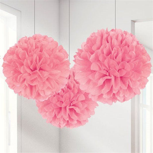 New Pink Pom Pom Decorations - 40cm (3pk)