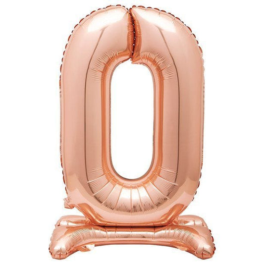 Number 0 Rose Gold Standing Balloon -  30" Foil
