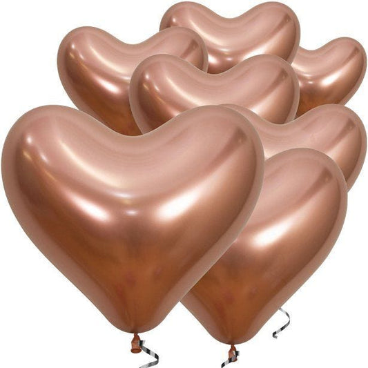 Reflex Crystal Rose Gold Heart Balloons - 14" Latex (50pk)