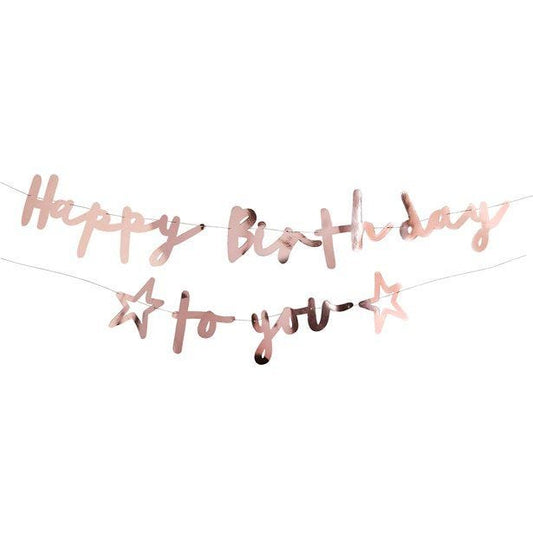 Happy Birthday to You Rose Gold Paper Banner - 2m