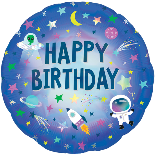Happy Birthday Outta Space Balloon - 18" Foil