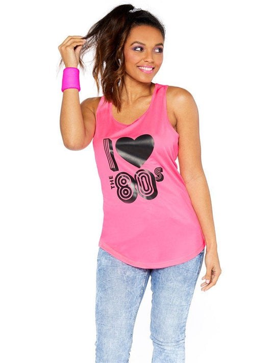 I Love the 80s Pink Vest Top - Adult Costume