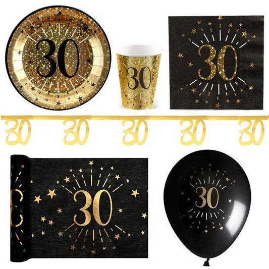 Sparkling Gold 30th Birthday - Deluxe Party Pack for 20
