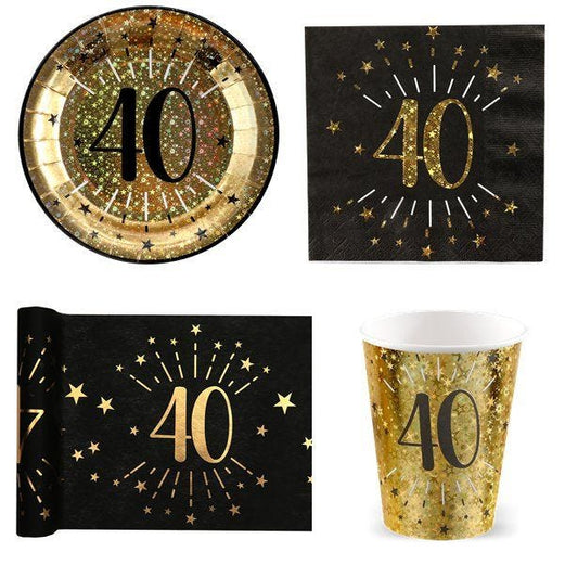 Sparkling Gold 40th Birthday Value Party Pack for 10