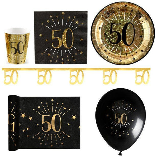 Sparkling Gold 50th Birthday - Deluxe Party Pack for 30