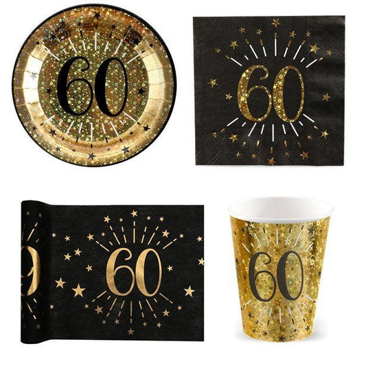 Sparkling Gold 60th Birthday Value Party Pack for 10