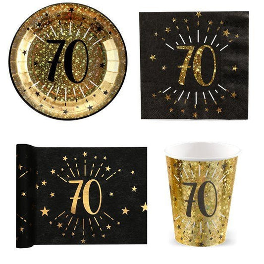 Sparkling Gold 70th Birthday Value Party Pack for 10