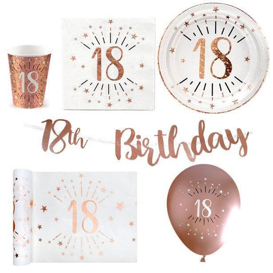 Sparkling Rose Gold 18th Birthday - Deluxe Party Pack for 30