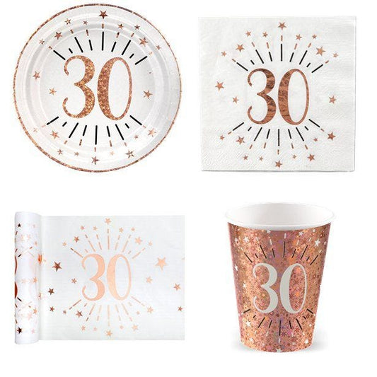 Sparkling Rose Gold 30th Birthday Value Party Pack for 10