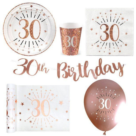 Sparkling Rose Gold 30th Birthday - Deluxe Party Pack For 20