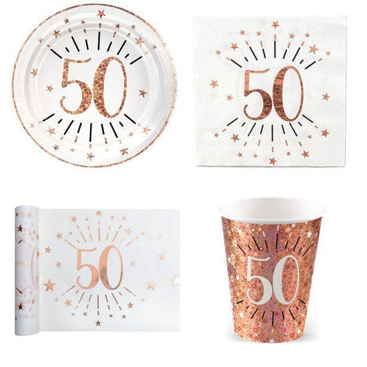 Sparkling Rose Gold 50th Birthday Value Party Pack for 10
