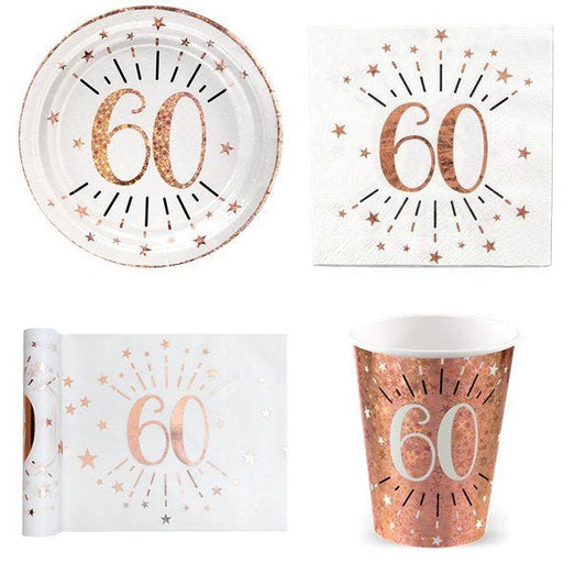 Sparkling Rose Gold 60th Birthday Value Party Pack for 10