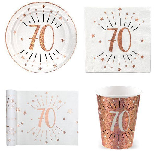 Sparkling Rose Gold 70th Birthday Value Party Pack for 10