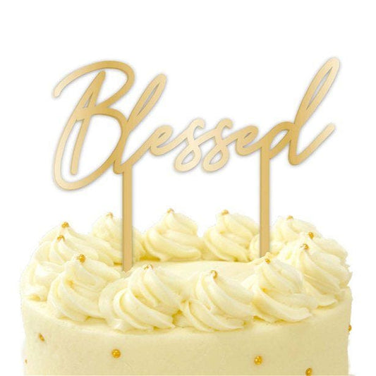 Botanical Celebration Blessed Acrylic Cake Topper