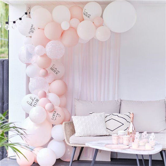 Future Mrs Pink Mix Latex Balloon Arch With Streamers - 55 Balloons