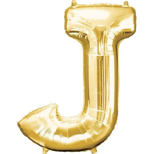 Gold Letter J Balloon - 34" Foil