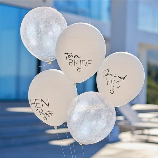 Hen Party Ring Confetti Latex Balloons (5pk)