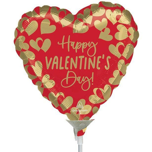 Happy Valentines Mini Balloon on a Stick - Foil