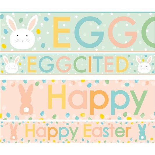 Happy Easter Eggcited Paper Banners - 1m (3pk)