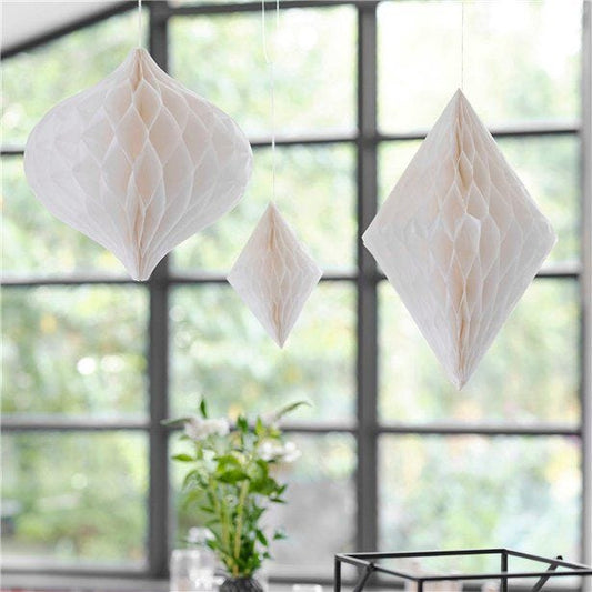 Contemporary Wedding White Honeycomb  Decorations (3pk)
