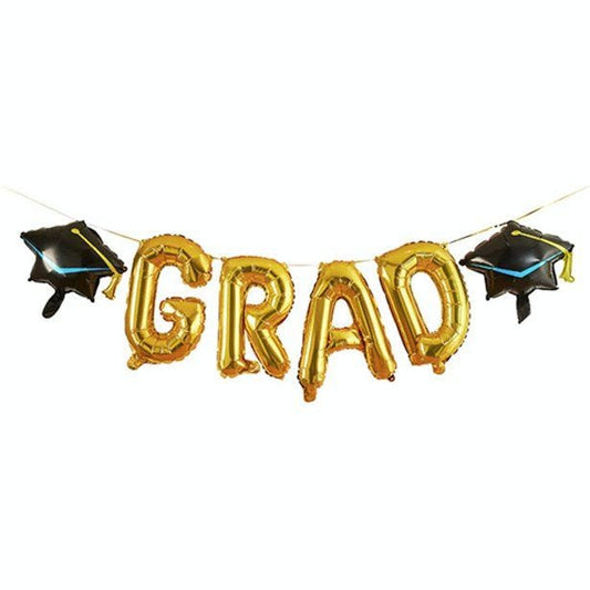 Graduation Hats Gold Balloon Garland - 16" Foils