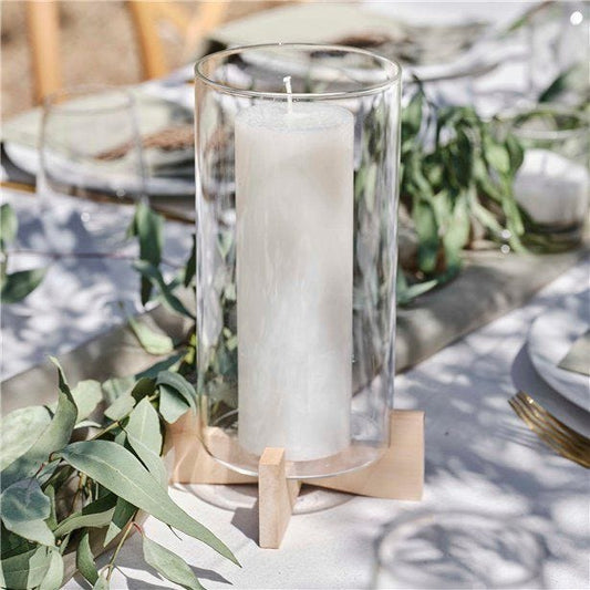 Secret Garden Glass and Wood Candle Holder