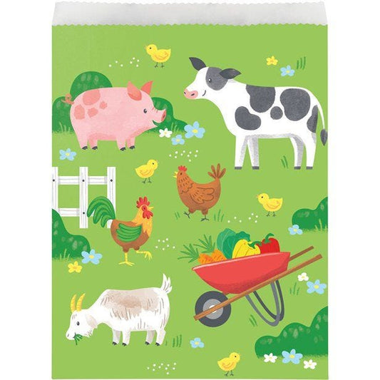 Farm Animals Paper Treat Bags - 16.5cm x 22cm (8pk)