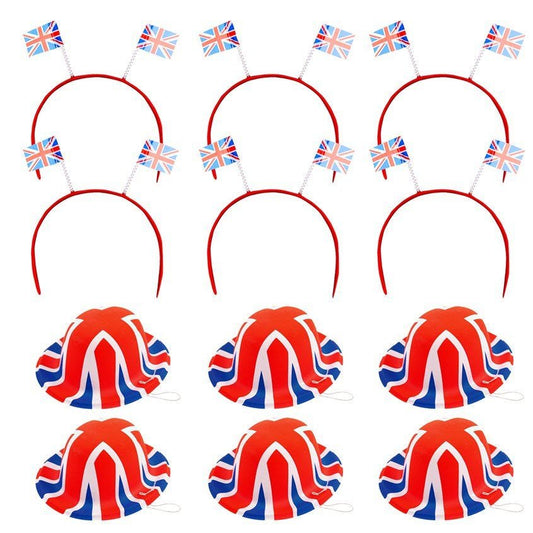 British Mini Hats & Flag Headbands - Kit for12