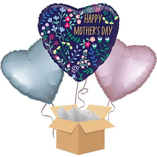 Mother's Day Floral Heart Balloon Bouquet - Delivered Inflated