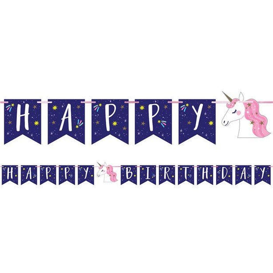 Unicorn Galaxy 'Happy Birthday' Paper Letter Banner - 2.3m