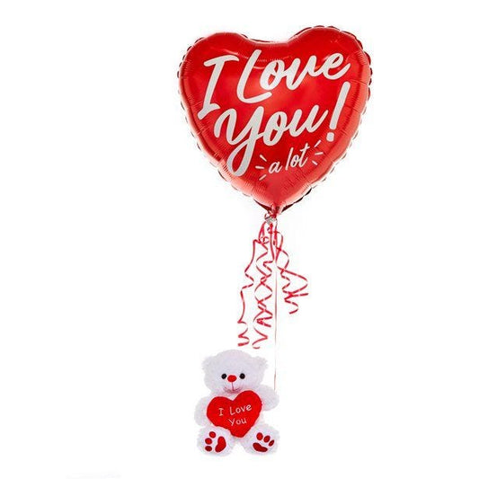 Valentines Large Bear & Message Balloon - Delivered Inflated