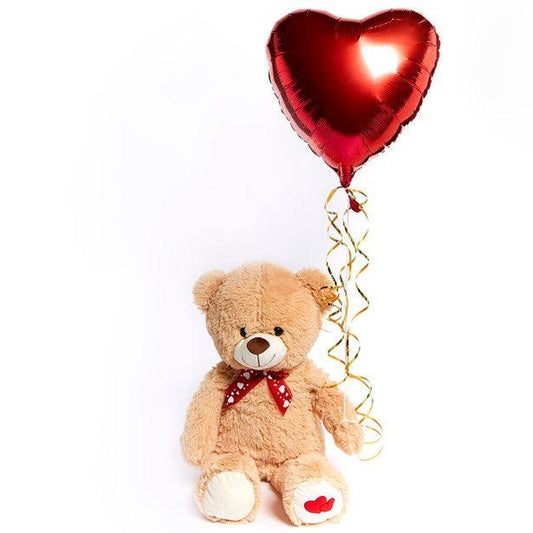 Valentines Large Bear & Heart Balloon - Delivered Inflated