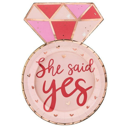 She Said Yes Ring Paper Plates - 25.5cm