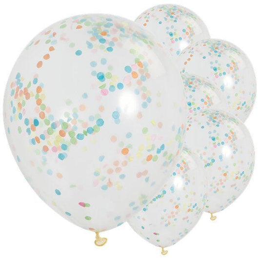 Multi Coloured Confetti Balloons - 12" Latex (6pk)