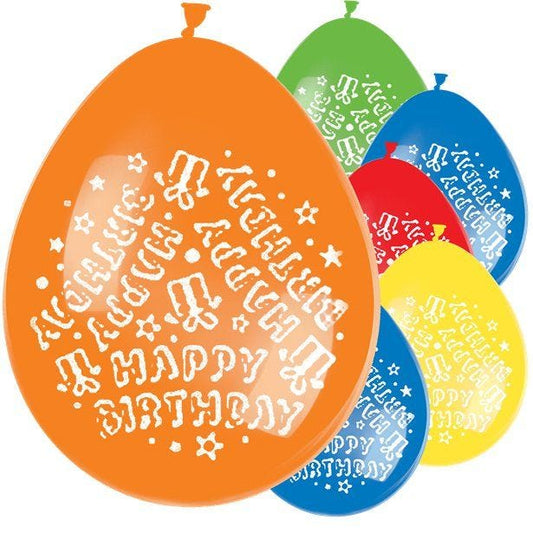 Multi Happy Birthday Balloons (Balloons) (10pk)